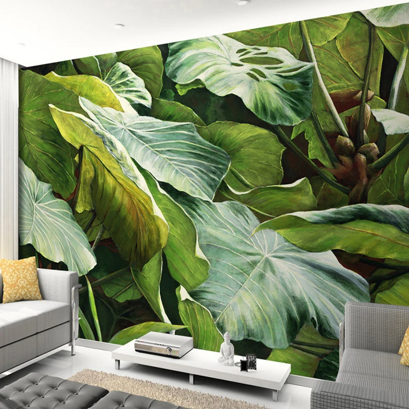 

Custom Mural Wallpaper Natural Tropical Large Leaves Background For Living Room Bedroom TV Wall Covering Backdrop