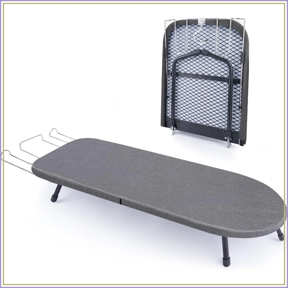 Portable Folding Ironing Board with Iron Rest, 32x12 inch, Heat Resistant Cover, for Travel & Dorms