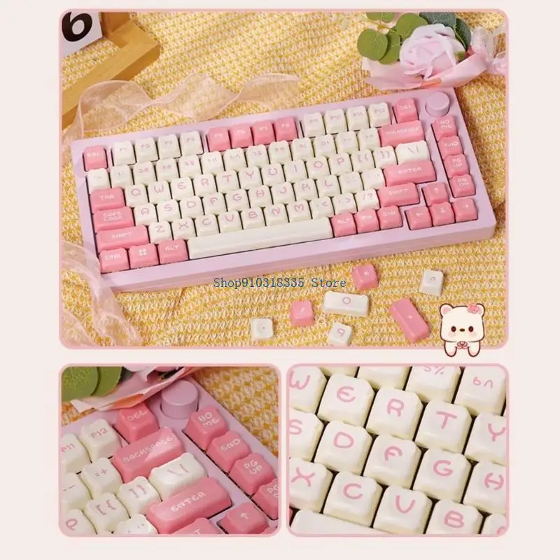 122-Key Bear Themed Keycaps PBT OEM Height Double Shot For Mechanical Keyboard
