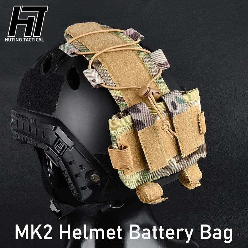 Wadsn Tactical MK2 Helmet Battery Bag Nylon Fiber mk2 Outdoor Hunting Batteries Bags With Elastic Cord For Camping Activities