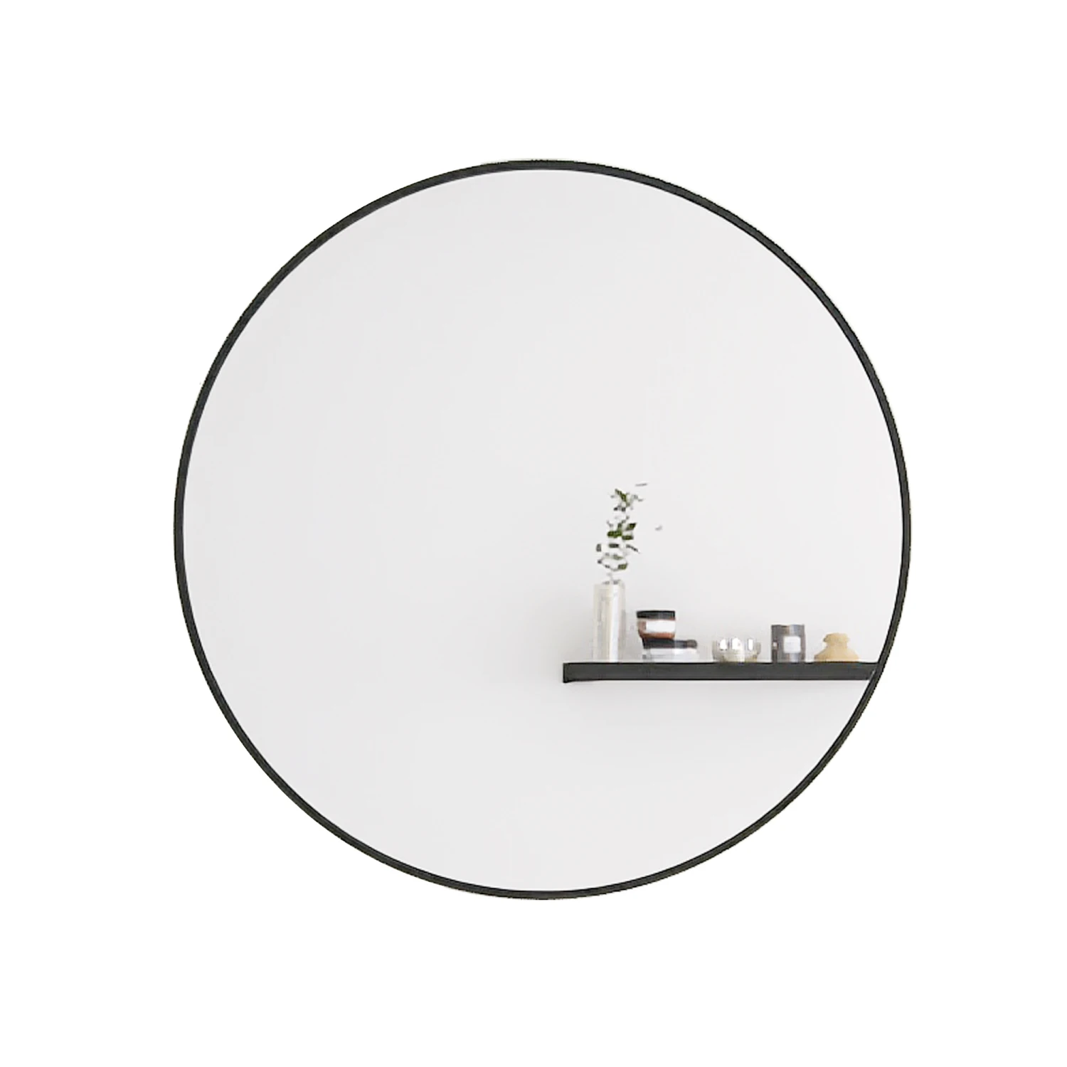 24 Wall Round Circle Mirror Bathroom Vanity Mirror - Black