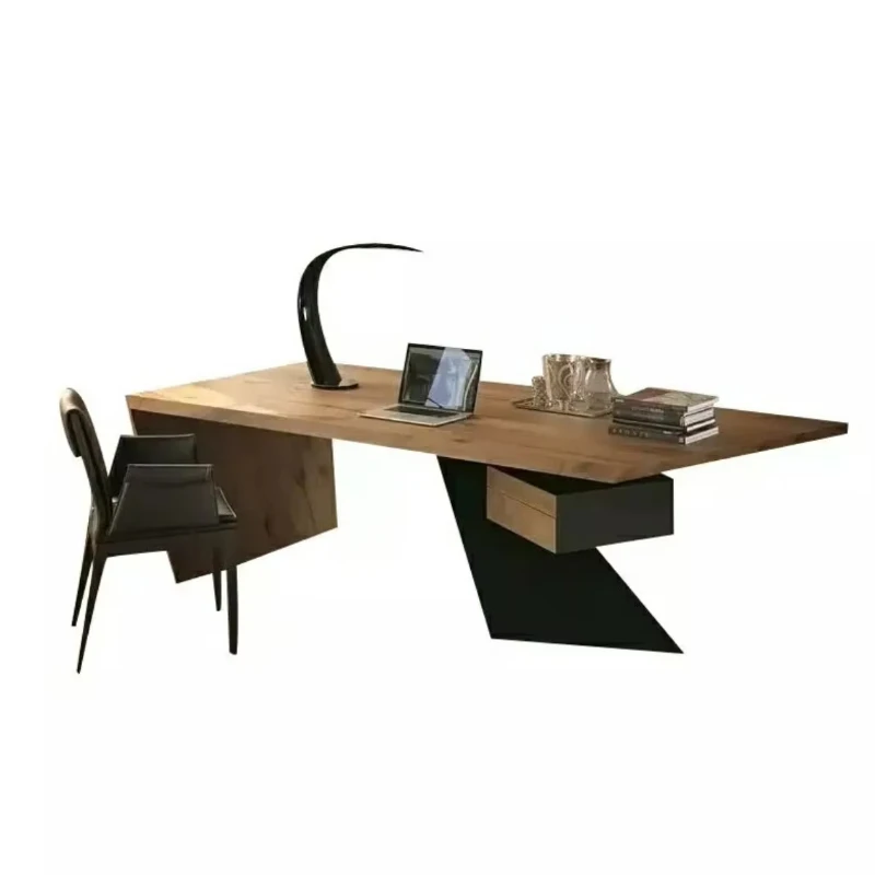 Modern desk solid wood adjustable height storage retractable simple design office furniture