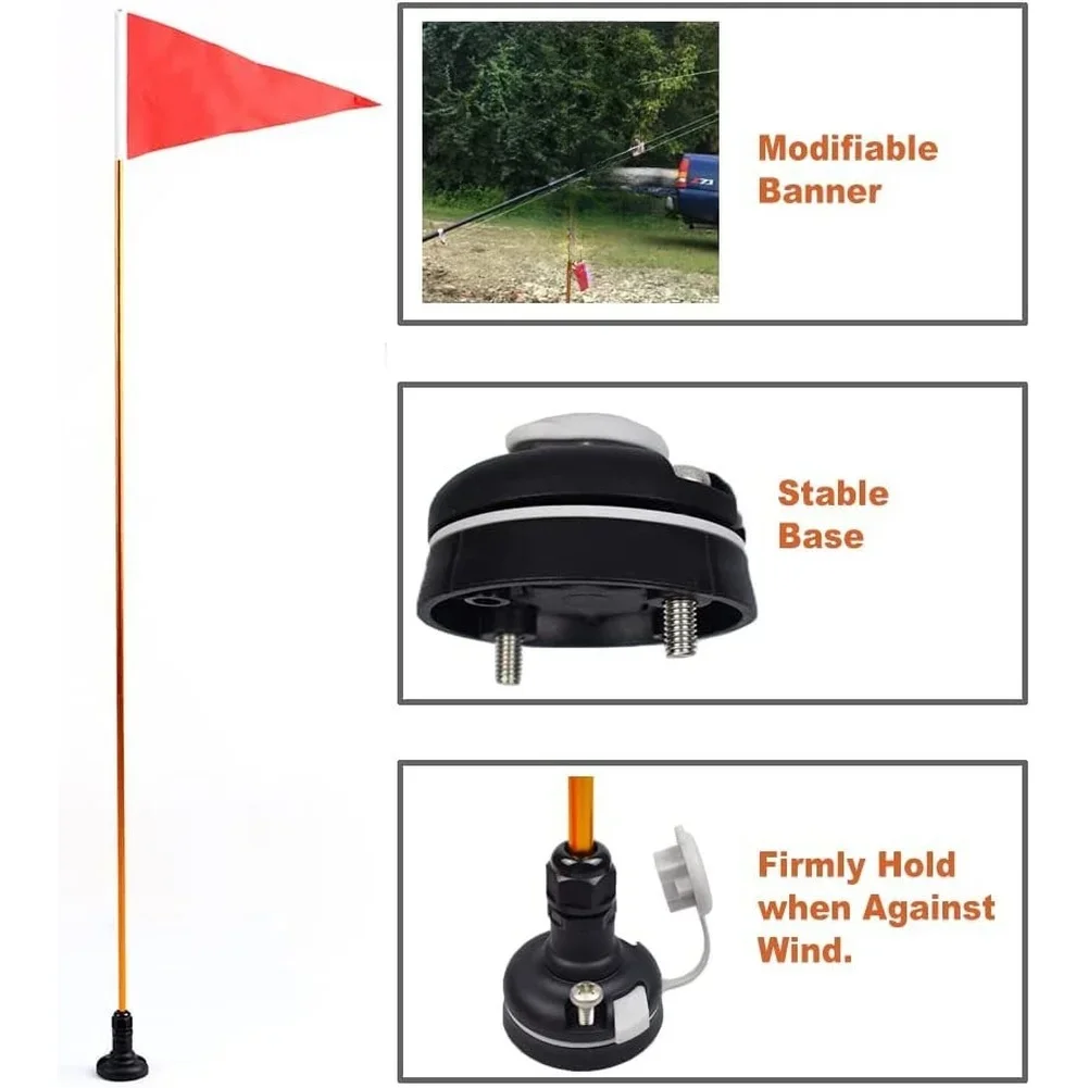 

Collapsible 47 inch Aluminum Flag Pole with Multi Function Base Compatible with Kayaking Safety Flags and Banners