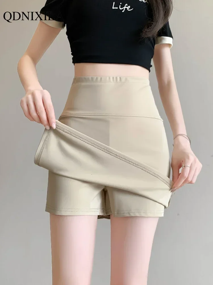 2024 Summer New Korean Style Women\'s Skirts Side Slit Hight Waist Sports A-line Yoga Skirts Shorts Elegant Hip Wrap Skirt Pants