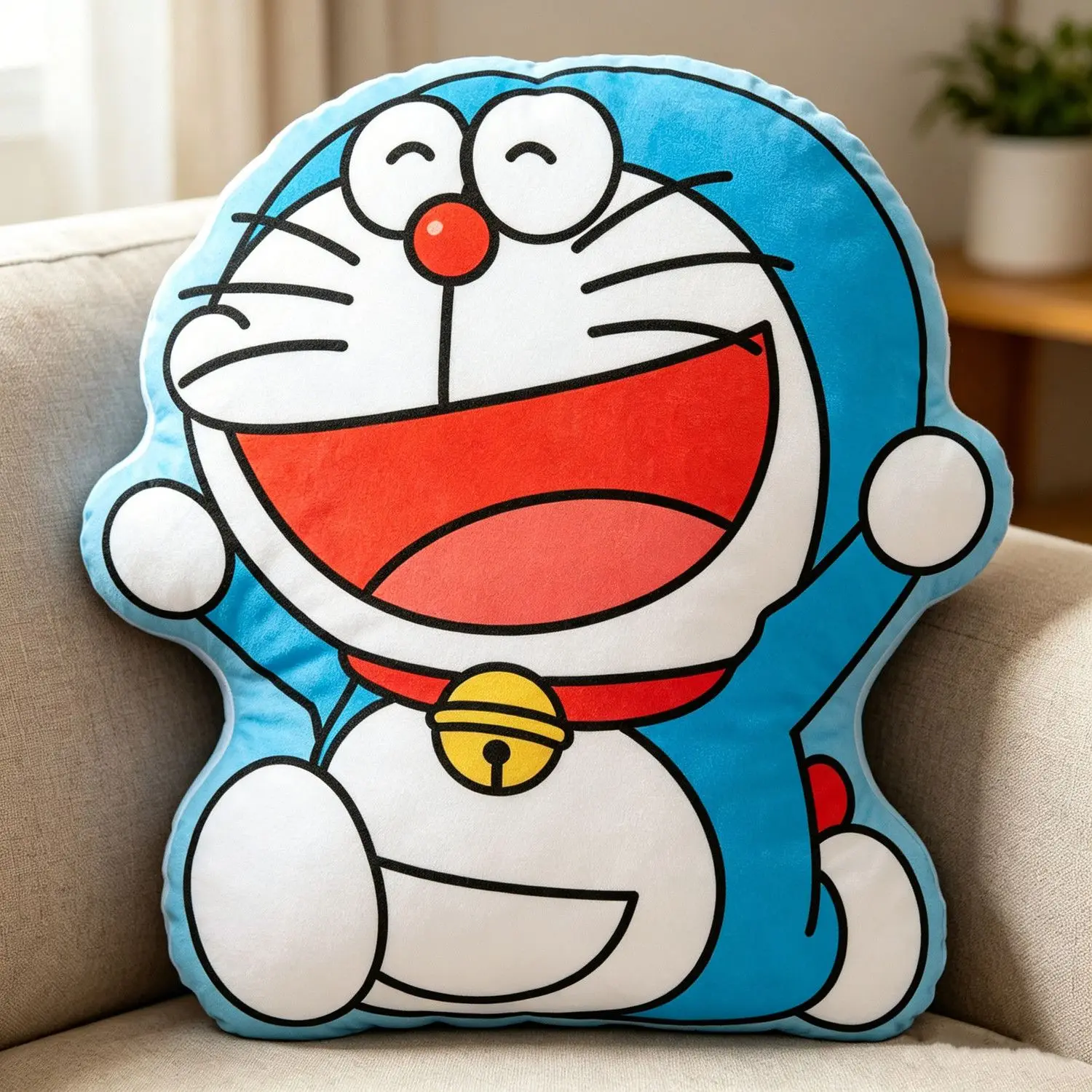 Doraemon Plush Hug Pillow with Irregular Shape Design, Sofa Backrest Pillow, Bed Decorative Plush Ornament, Gift for Friends