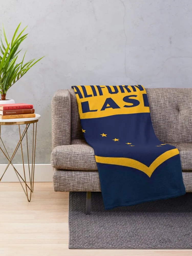 Kalifornsky Alaska Retro Star Shield (Yellow) Throw Blanket blankets and throws Winter beds Flannels Designers Blankets