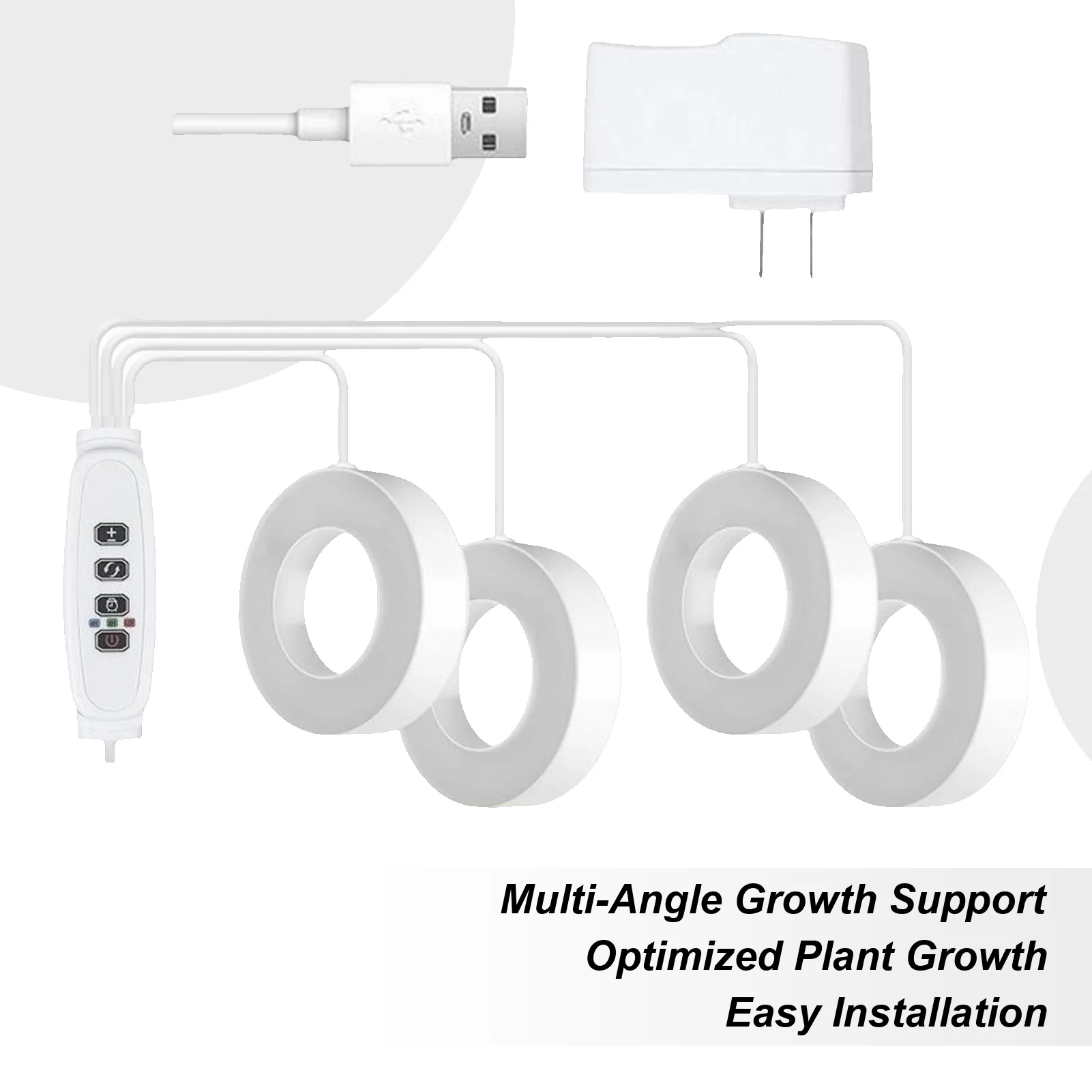 

Grow Lights for Indoor Plants Four-Head Lamp Bulb with Timer 7ft Long Cord Plant Lights for Indoor Growing for Shelf Greenhouse