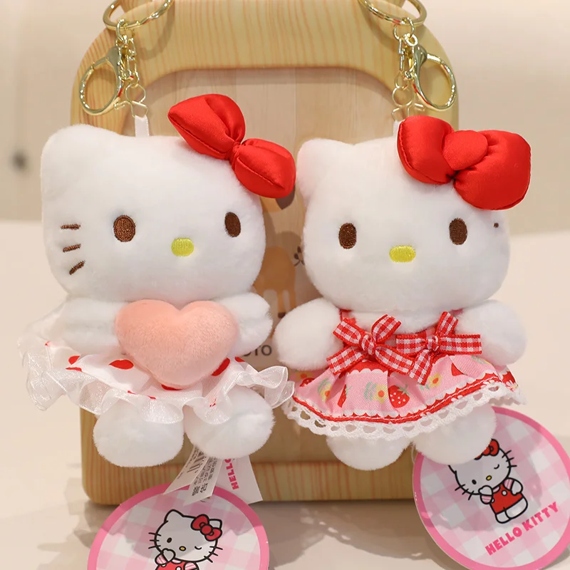 12cm Sanrio Hellokitty Plush Toys Pendant Bag Accessories Stuffed Keychain Backpack Phone Car Plush Pendant