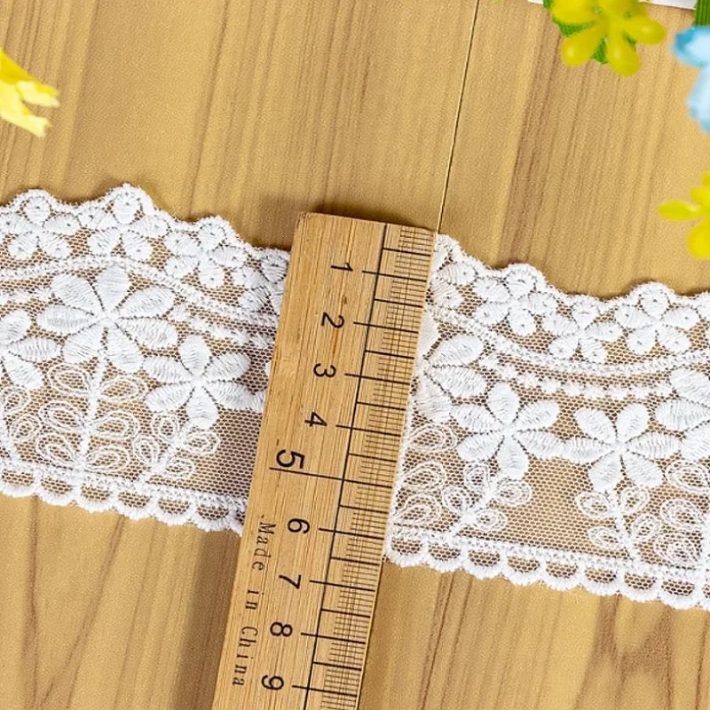 Cotton Embroidered Lace Trims, DIY Accessories, White, Beige, Floret Design, Lace to Sew Garment, Scrapbooking, 5yrd per Lot