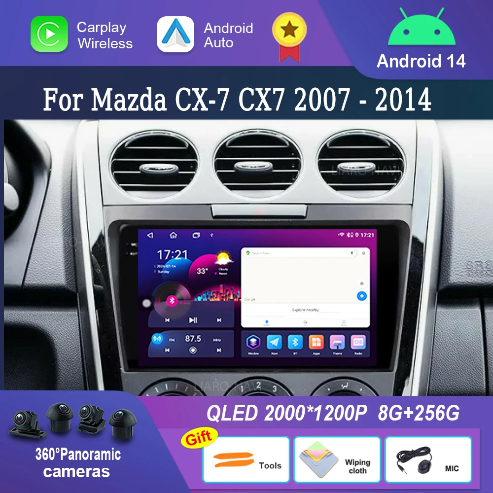 

Автомобильный радиоприемник Мультимедийный плеер Android 14 для Mazda CX-7 CX7 2007-2014 Экран 2,5D GPS-навигация 4G WiFi Bluetooth DSP Стерео