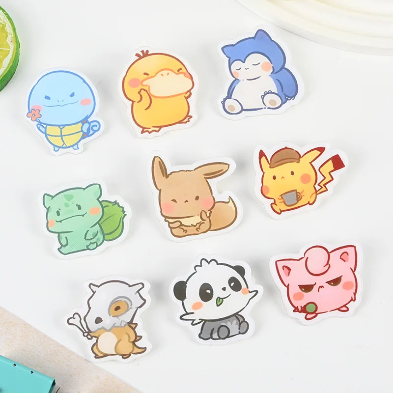 Pokemon Acrylic Brooch Pikachu Snorlax Squirtle Jigglypuff Lapel Pin Clothes Accessories Cute Anime Decoration Boys Girls Gifts