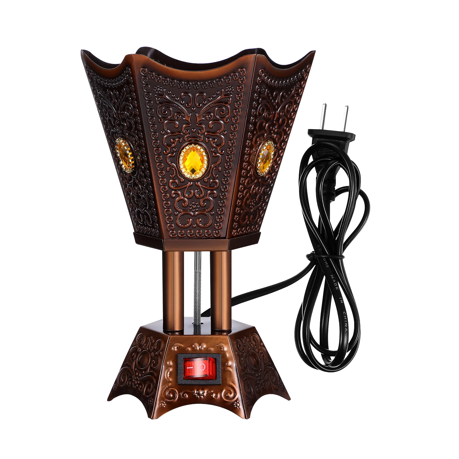 

Electric Incense Decor Dark Home Decor Brown Bakhoor Plug Decorative Electric Censer Metal Censer Office Use