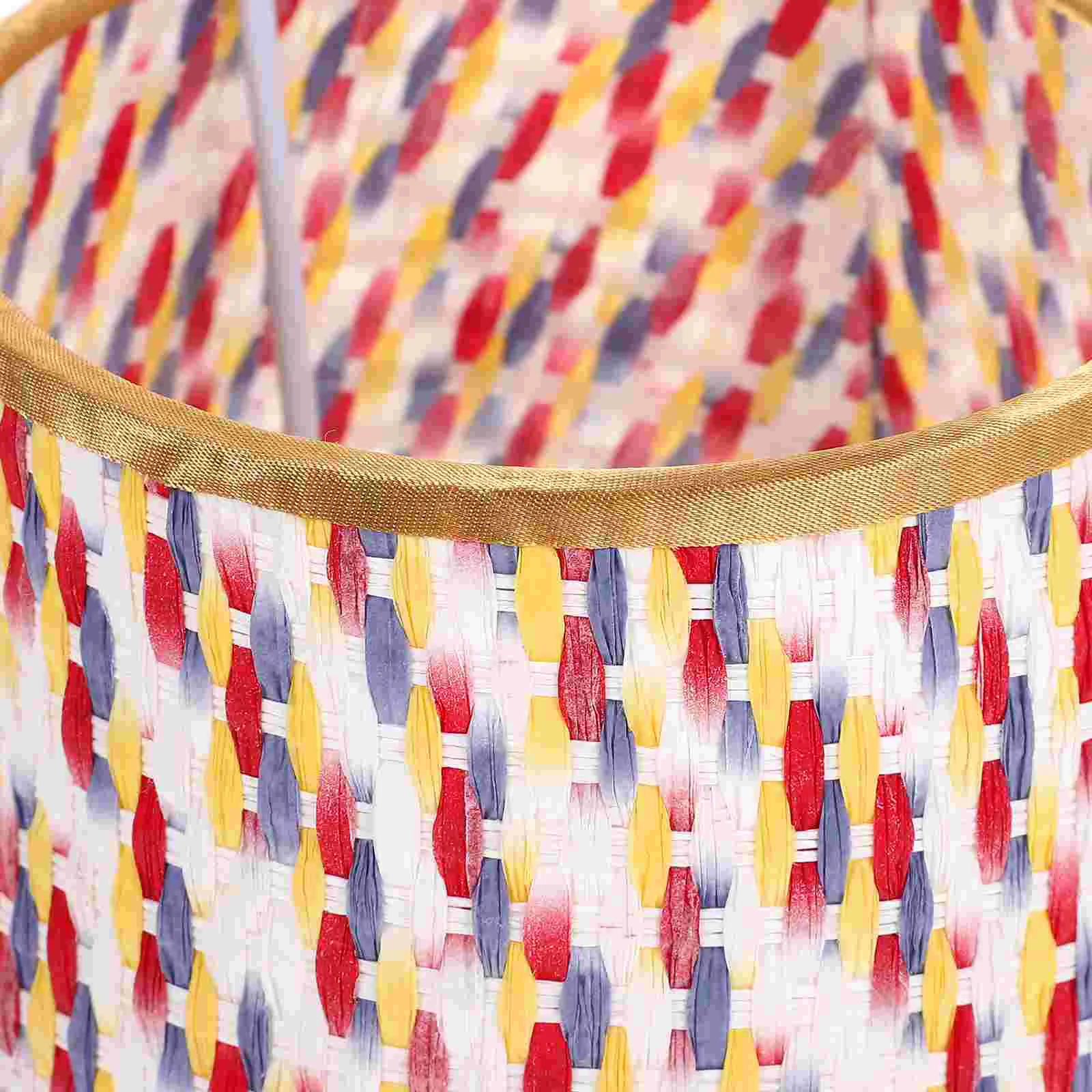 Pvc Fabric Lampshade Shell Bedroom Colorful Woven Tapered Lampshades for Table Cone Farmhouse Chandelier