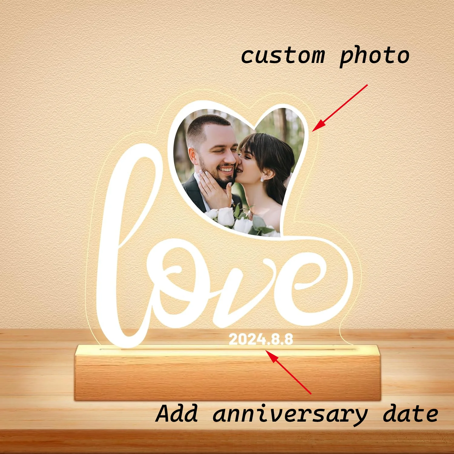 Personalisierte Paargeschenke Acryl-Bilderrahmen Individueller Fotorahmen für Jubiläum Hochzeit Romantisches Andenken-Geschenk