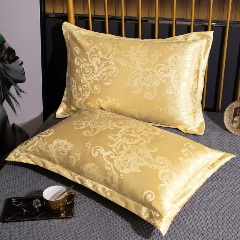 Satin Jacquard Cool Summer 120/150/180Cm Long Pillowcase Embossed Pillow Case Cover Luxury Satin Fabric Home Textile 1pcs