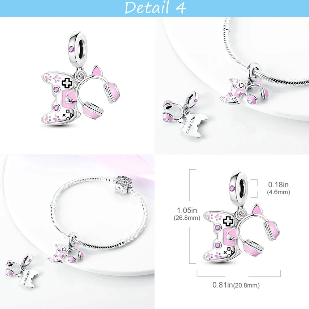 Silver Plated Oiginal Design Color Music Guitar Microphone Dangle Charm Fit Bangle Bracelet Bead Women DIY Jewelry Making