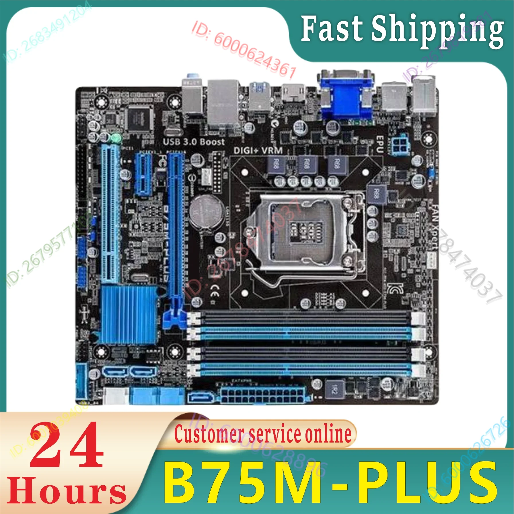 

B75M-PLUS desktop board Intel ® B75 slot LGA 1155 i3 i5 i7 DDR3 32G SATA3 USB3.0 100% testing