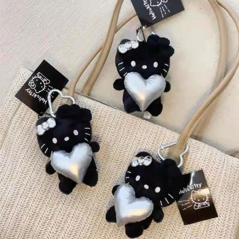 새로운 Sanrio 헬로 키티 플러시 키 체인 만화 Kt 고양이 학생 배낭 장식 Kawaii 열쇠 고리 액세서리 소녀 생일 선물