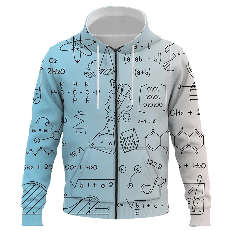 Fashion Chemical formula 3D Printed Men's zipper Hoodie Harajuku Streetwear Pullover Autumn Sweatshirt Unisex Jacket Tracksuit