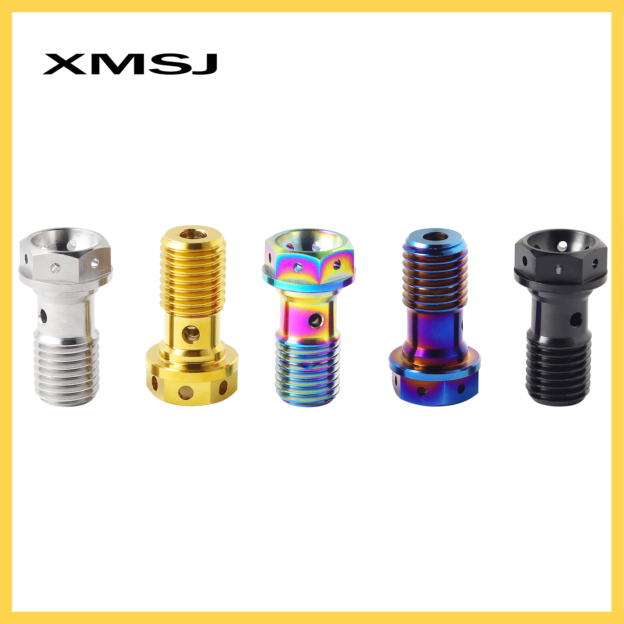 XMSJ M10 Titanium Motorcycle Banjo Bolt Brake Hose Screw Bleed Nipple Caliper Oil Drain Screw Single Hole Clutch Line Fastener