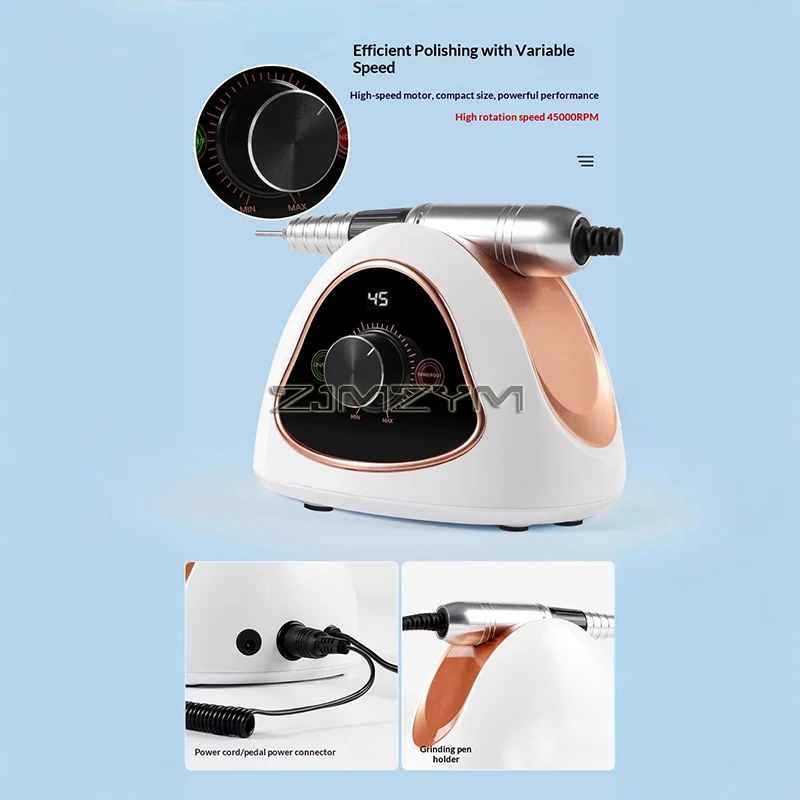 45000 دورة في الدقيقة المهنية آلة حفر الأظافر 68 واط آلة تلميع كهربائية قوية مانيكير باديكير مجموعة أدوات الأظافر #5