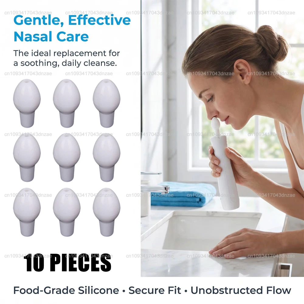 10Pcs Plastic Nasal Irrigation Nozzle Replacement Tips Soft Flexible Spray Head for Home Nose Cleaning Adult Nasal Rinse Parts