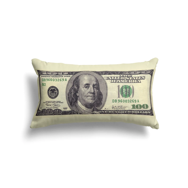 Aertemisi 20'' x 12'' 100 United States One Hundred Dollar Bill Rectangular Throw Pillow Cushion Covers Pillowcases 50cm x 30cm