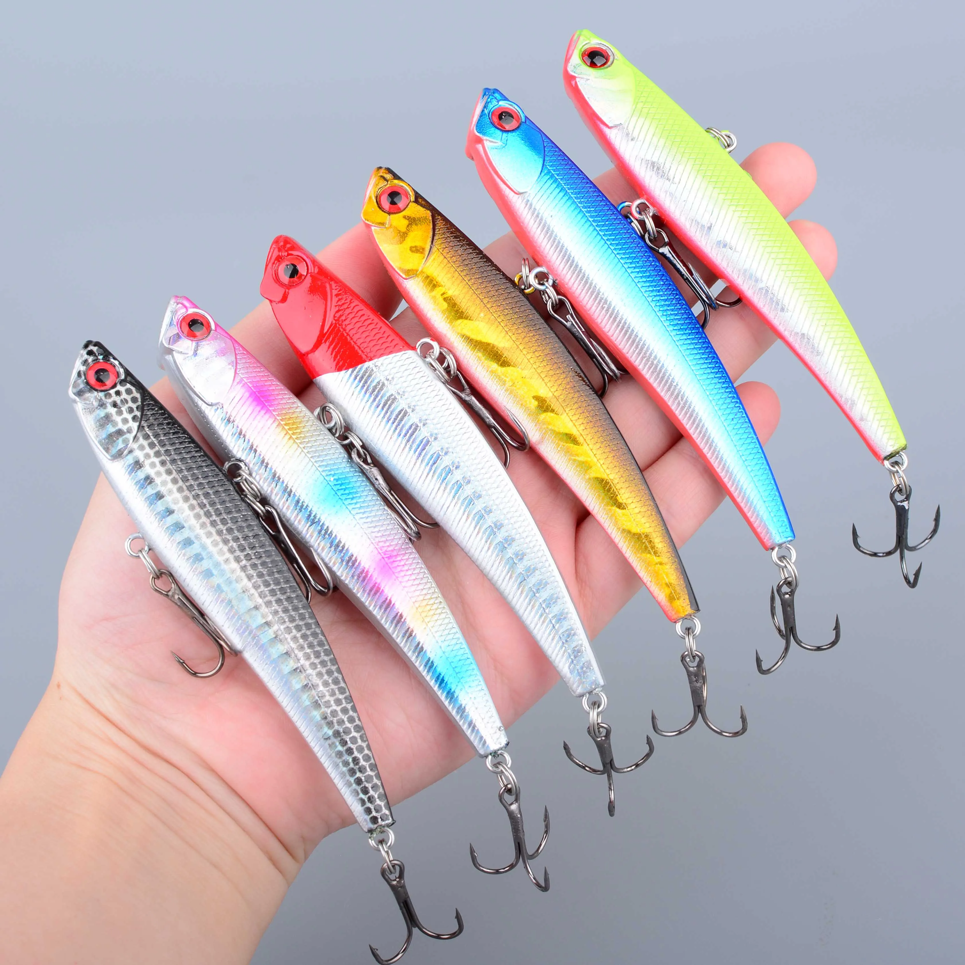 9.7CM 24G Hard Bait Floating Pencil Stick Fishing Lure Bass Surface Swimmer Water Hook