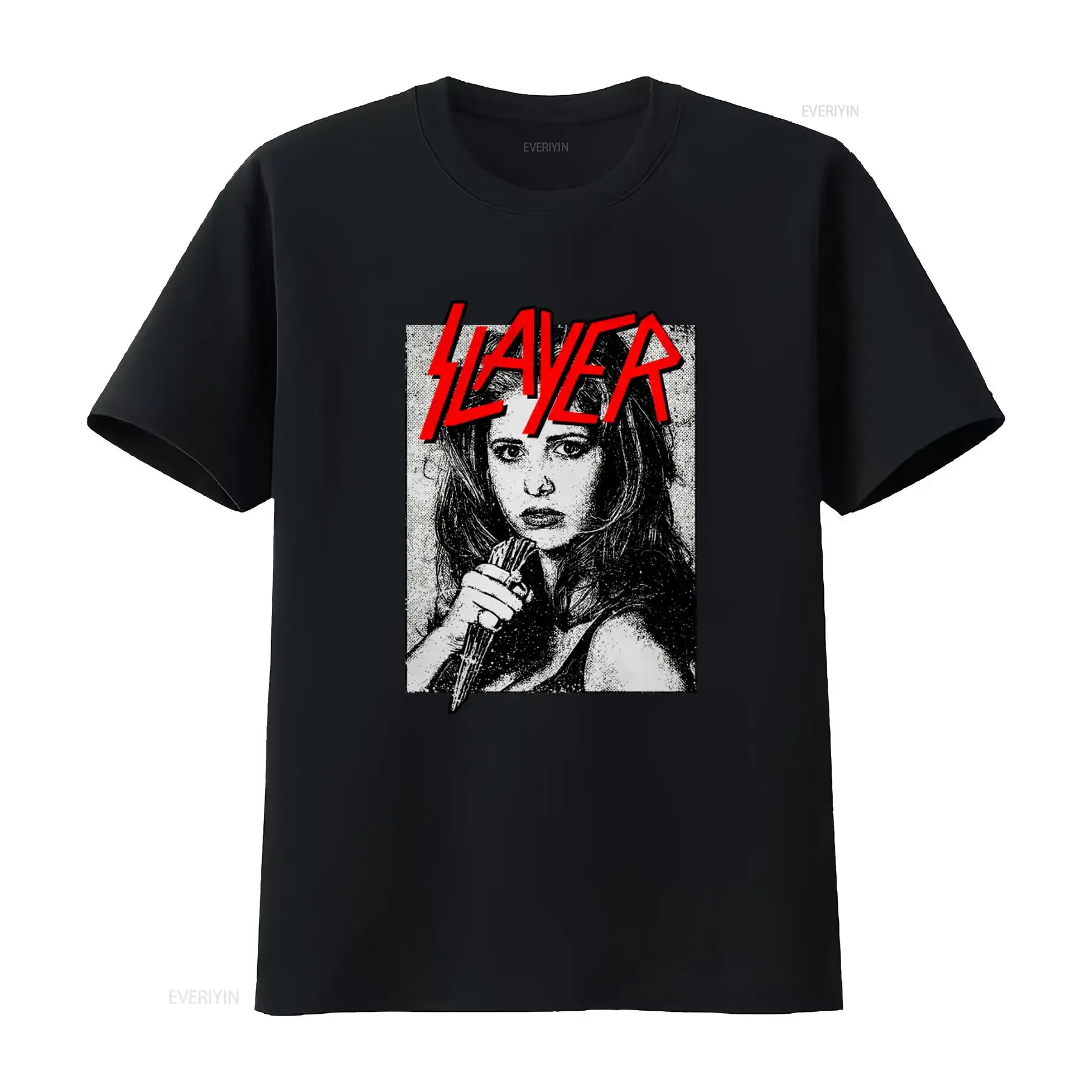 Slayer Buffy The Vampire T Shirt Funny Parody Design vintage Washed Breathable Slightly designer clothes Top For Everyday Wear