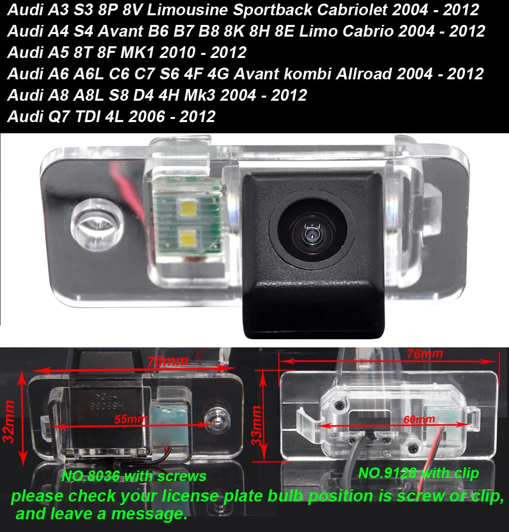 HKNL HD car reverse camera For Audi A4 S4 Avant B6 B7 B8 8K 8H 8E Limo Cabrio A5 8T 8F Q7 TDI A3 S3 8P 8V Limousine Sportback A6