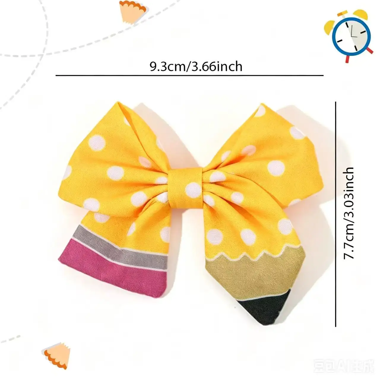 36pc Baby Hair Clips for Girls Dot Spot Crayon Pencil Print Barrettes Kid's Back to School Hair Accessories Bulk Headwear