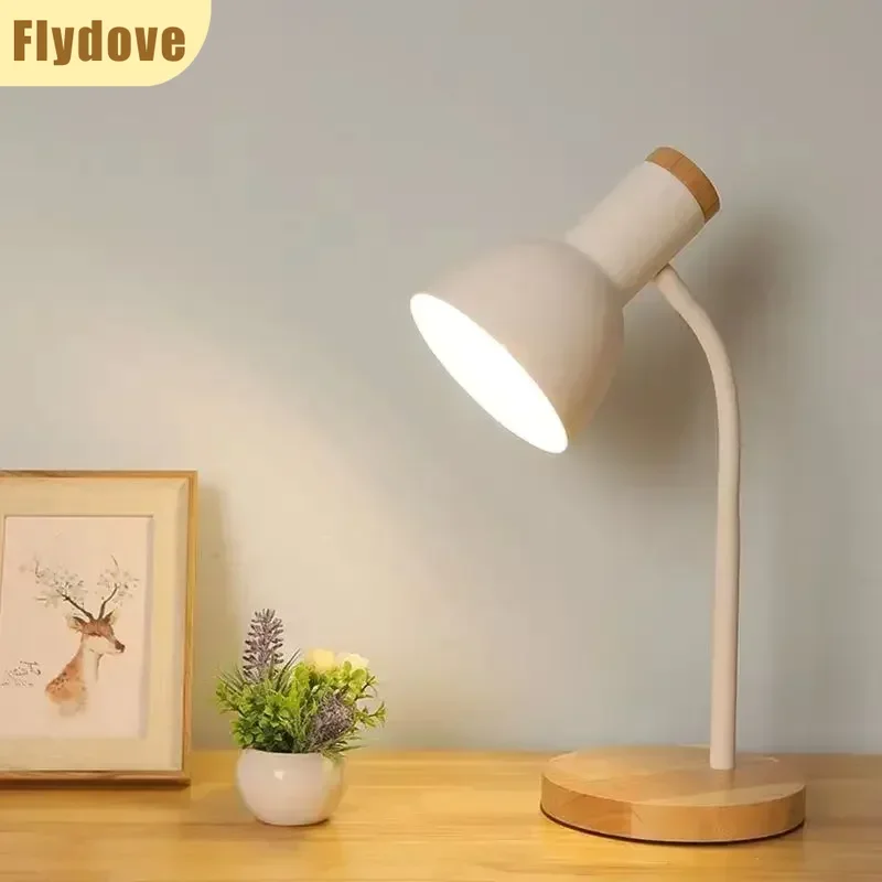 Nordic moderno madeira ferro led proteção para os olhos lâmpada de mesa criativo sala estar cabeceira quarto decoração ornamento pequena luz da noite