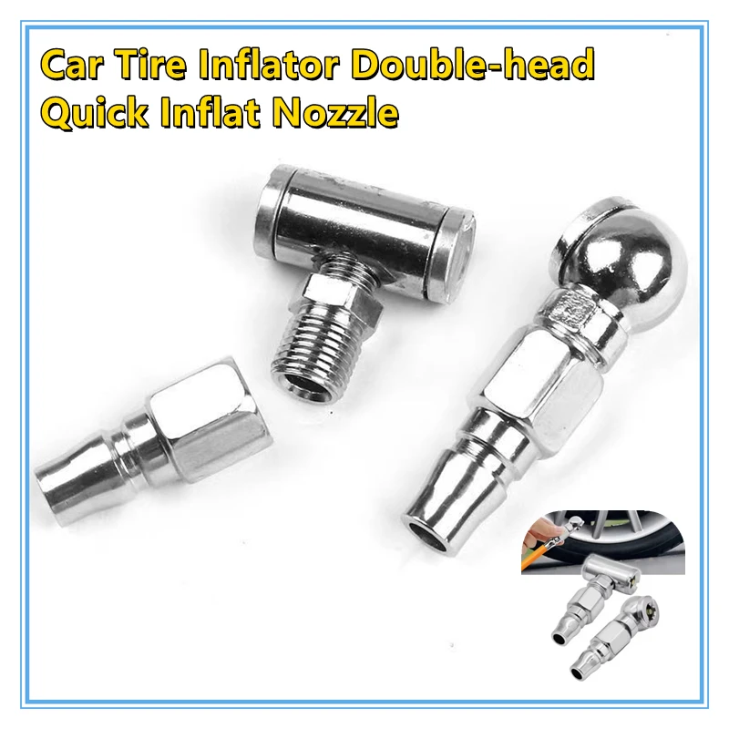 

Double Head Tire Inflator Nozzle Car Truck Motorcycle Air Chuck Adapter Brass Tip Valve Stem Heavy Duty Universal