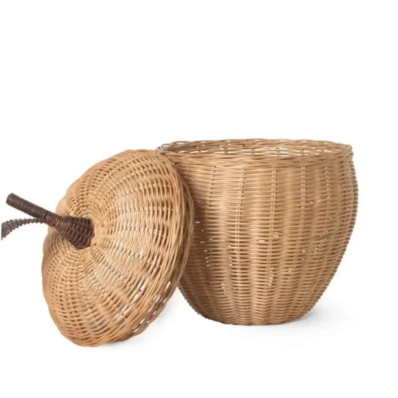 

Скандинавская корзина для хранения ветра, плетеная корзина для игрушек из натурального ротанга, ванная комната с крышкой, ящики для хранения грязной одежды, домашний декор, органайзеры