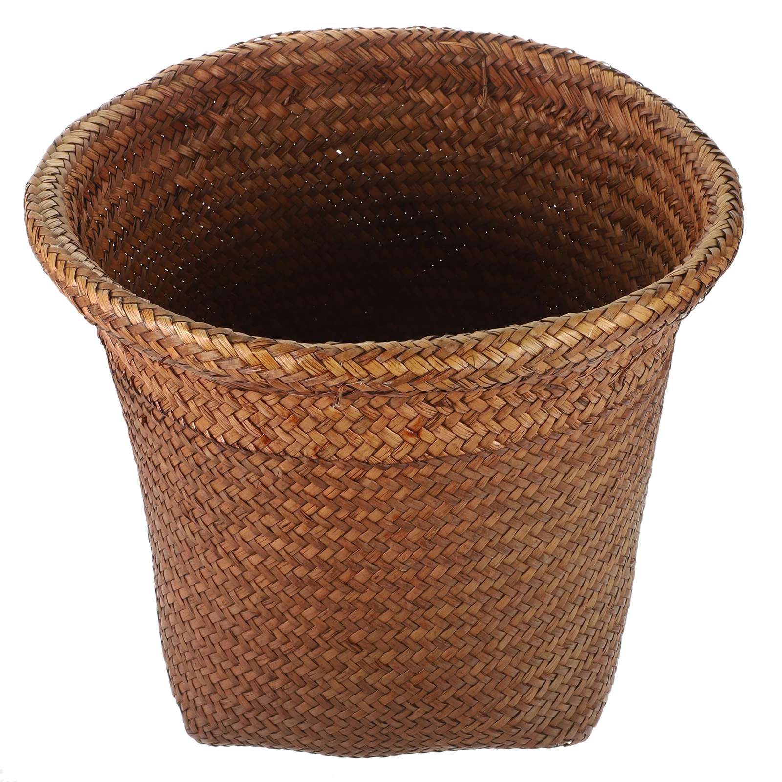 

Straw Woven Coffee Waste Paper Home Can Basket Retro Office Trash Container Home Waste Holder Office Trash Can Container