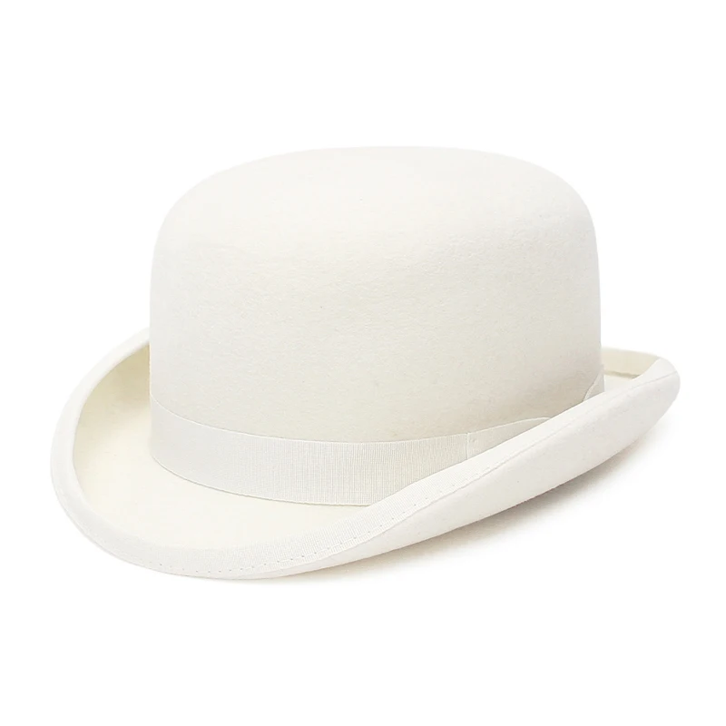 GEMVIE 100% Wool Felt Derby Hat for Men Women Party Formal Fedora Bowler Hat Costume Magician Cap