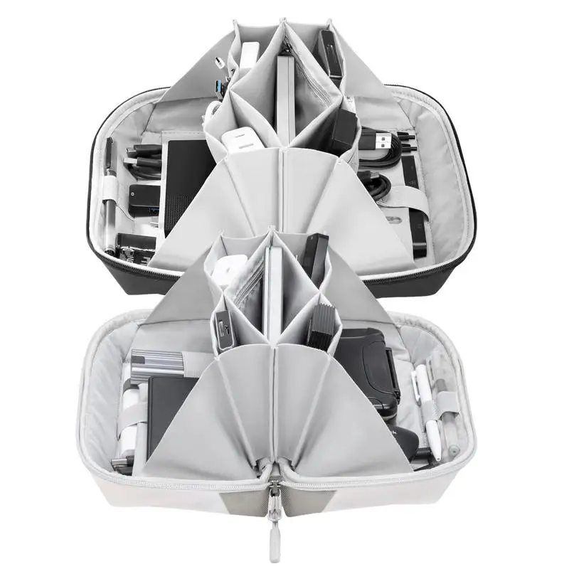 Cable Storage Bag 180 Degree Opening Travel Electronic Organiser Portable USB Data Lines Charger Plug Pouch For Daily Necessity