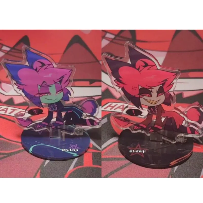 Alastor Display da tavolo Supporto in acrilico Hazbin Hotel Action Fingures Kawaii Room Decorazione della tavola Accessorio Giocattoli per bambini Ventole Raccogliere