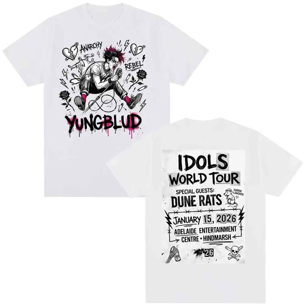 Singer Yungblud IDOLS World Tour 2026 T-shirts Fan Gifts Men's Clothing Fashion Short Sleeves Top Cotton Summer T-Shirt Unisex