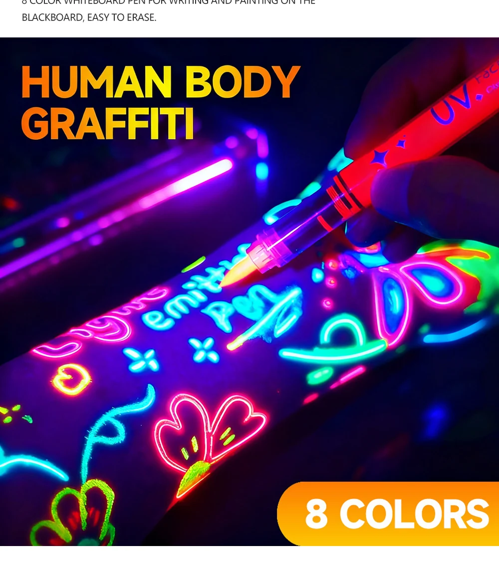 8-farbige Kunstmarker, Acryl-Marker, Halloween-Malerei, exklusive leuchtende Marker zum Malen, Zeichnen, Stein, CD, DIY als Geschenk – Detail 2