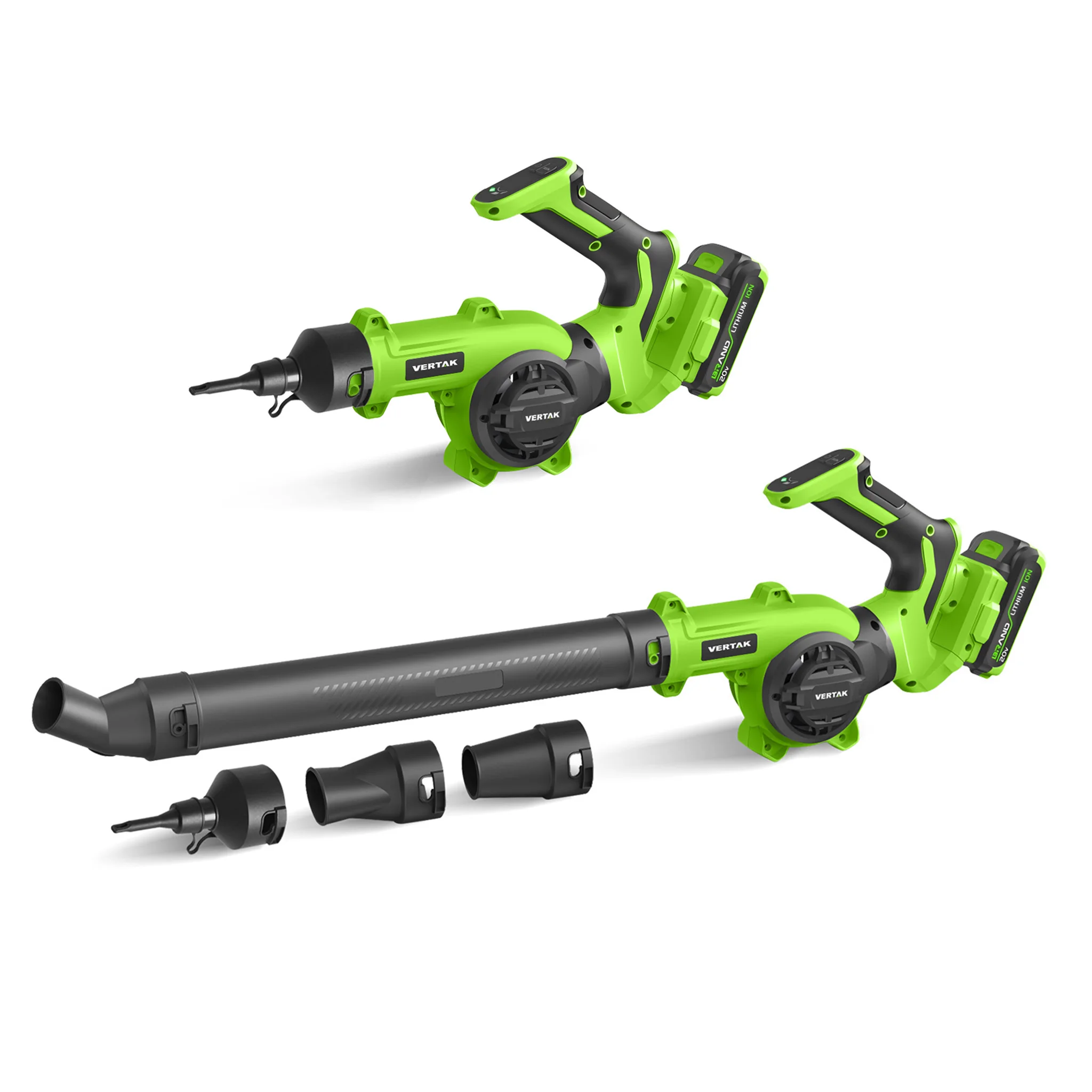 VERTAK-A 20V Multi-function Cordless Leaf Blower Household Lawn Care Battery Operated Air Blower with 3 Blowing Nozzles