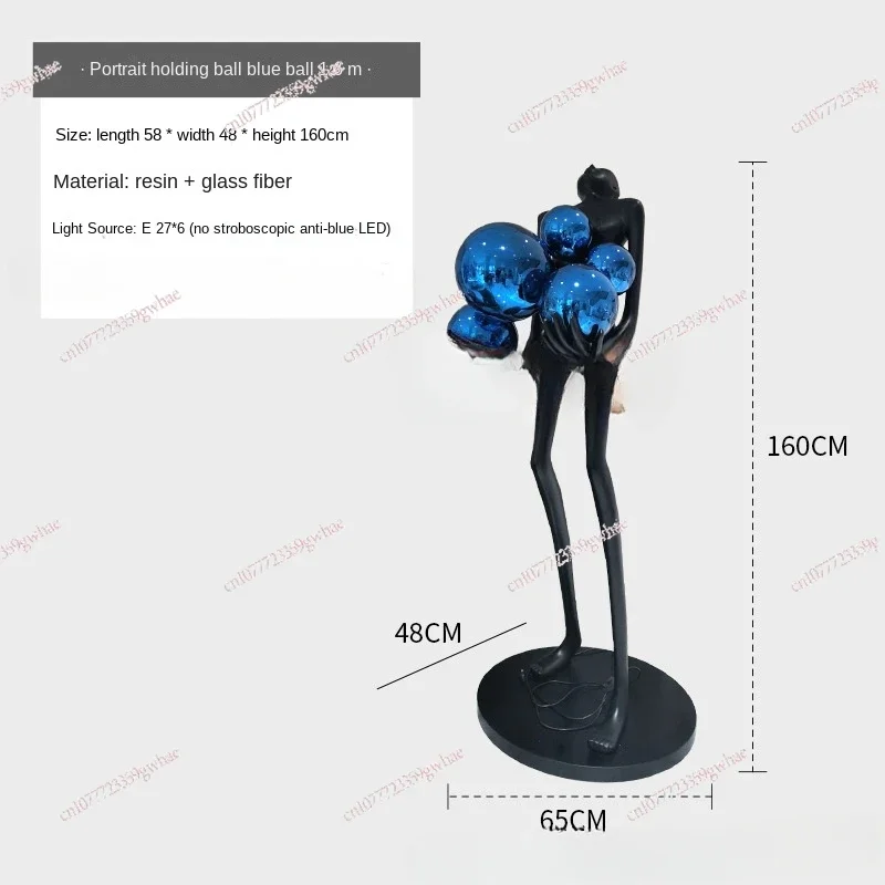 Nordic Humanoid Statue Sculpture Floor Lamp, Long Arm Holding Ball, Creative Design Exhibition Hall, Hotel Sales Office Ornament