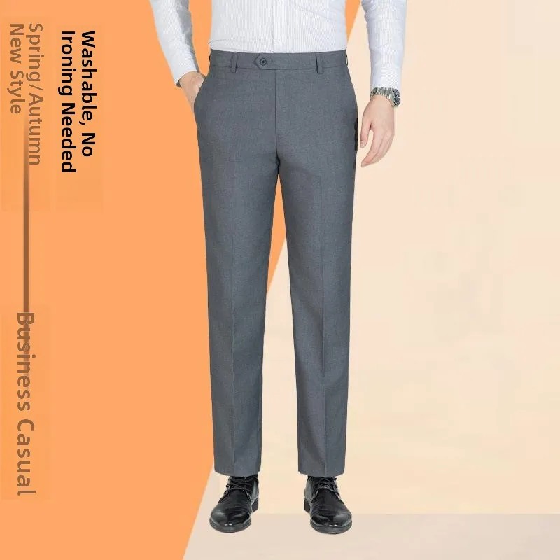 

Busin Casual Men's Long Pants Spring New Loose Straight Leg Trousers Profional Workwear Suit Pants for Middle-Aged And ...