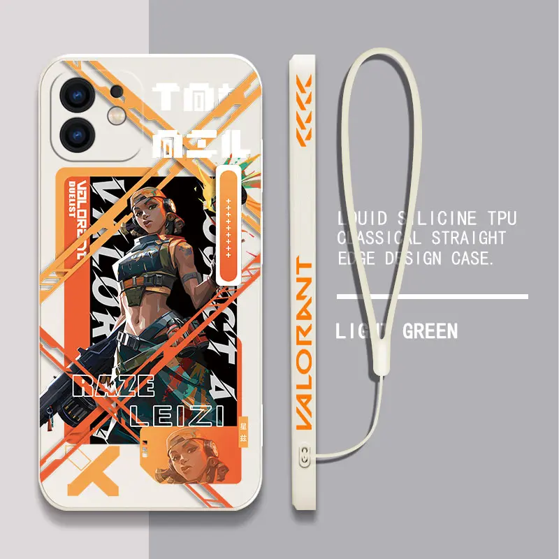 Valorants Game Character Art Phone Case For iPhone 15 14 13 12 11 Pro Max Mini X XR XSMAX 8 7 Plus Soft Liquid Silicone Cover