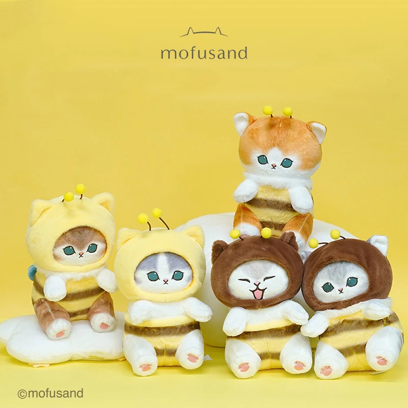 23CM Kawaii Mofusand Anime Hobby Mofusand Cartoon Bee Series Plush Toy Doll Bed Sitting Doll Give Gifts To Girlfriend