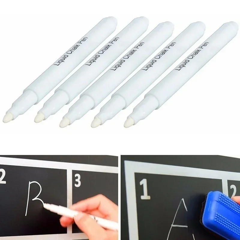 3 Pack White Liquid Chalk/Marker Pens for Glass Window Blackboard Dust-free Chalk School Supplies Teacher Supplies