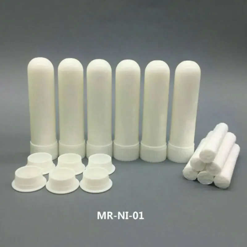 100PCS White Blank Nasal Inhaler Sticks Plastic Blank Aroma Nasal Inhalers for DIY Essential Oil Best Quality Cotton Wicks