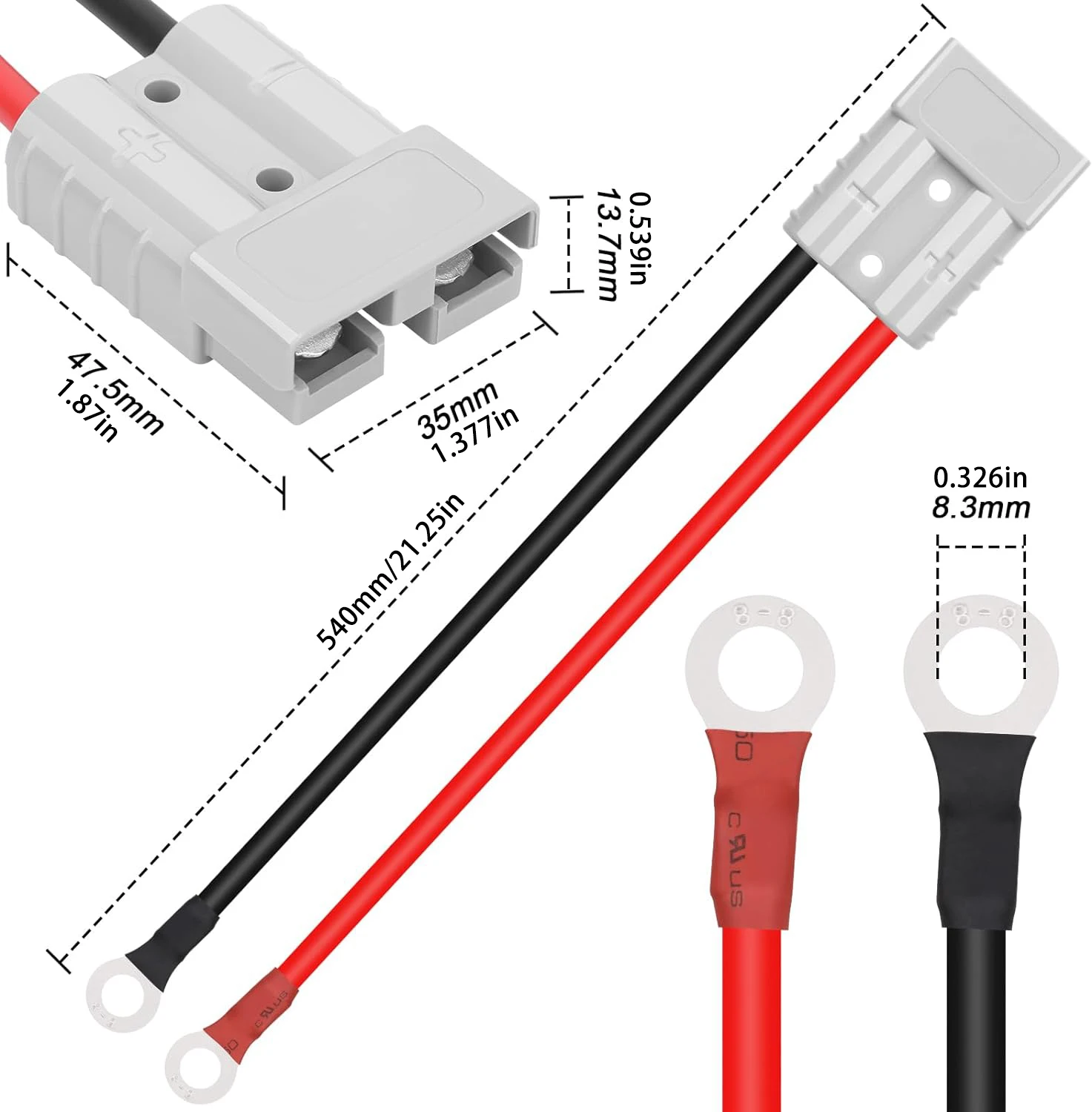 50A Wire Harness Plug Kit for 6 to 12 Gauge Cables, 12V to 36V Battery Quick Connect Disconnect Set for Car Bike ATV Winches