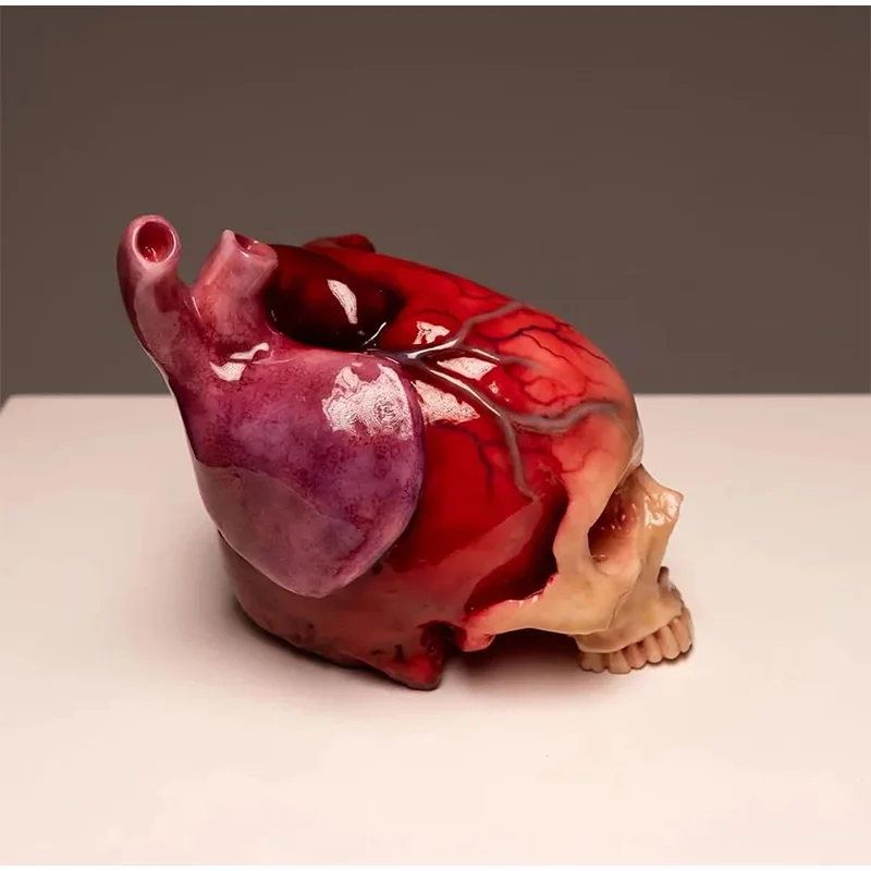 

2026 Halloween party decoration fairy tale skull, dreamy red resin skull decoration, cool Gothic skull decoration