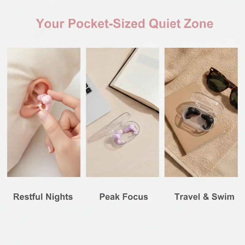 1 Pair Soft 3‑Layer Silicone Ear Plugs Waterproof Anti‑Noise Comfortable Ear Protector for Swimming Diving Surfing Sleeping Use